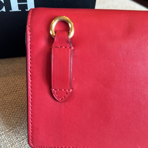 Coach Flap Color Block Red Leather and Brown Canvas Belt or Shoulder Bag - Picture 9 of 10